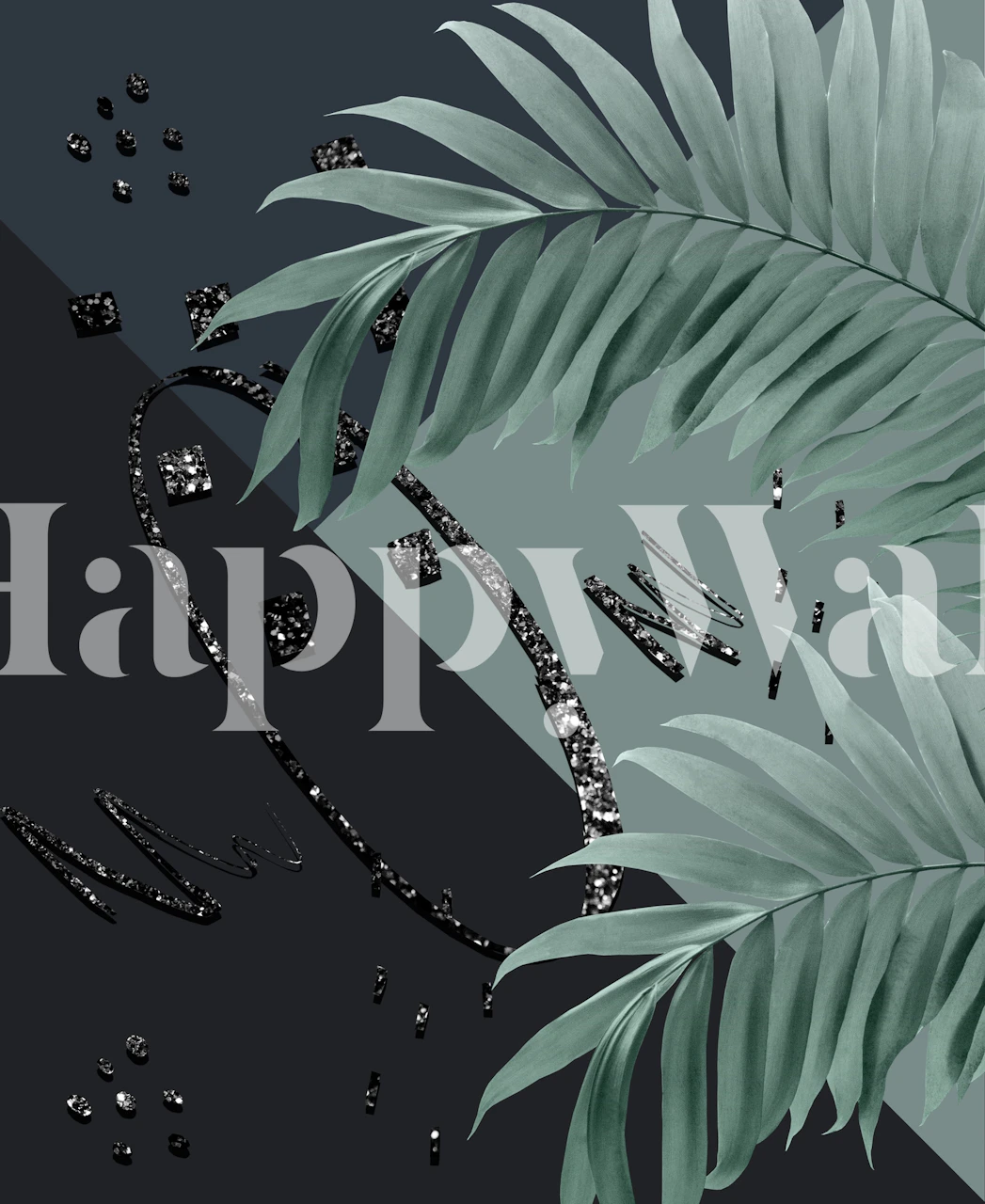 Palms Abstract Glitter wallpaper in a room