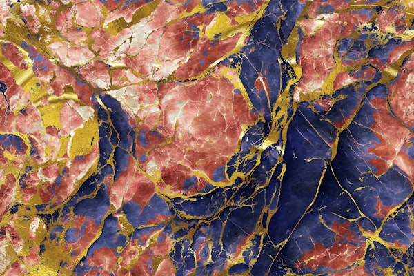 Blue Red Abstract Marble 2