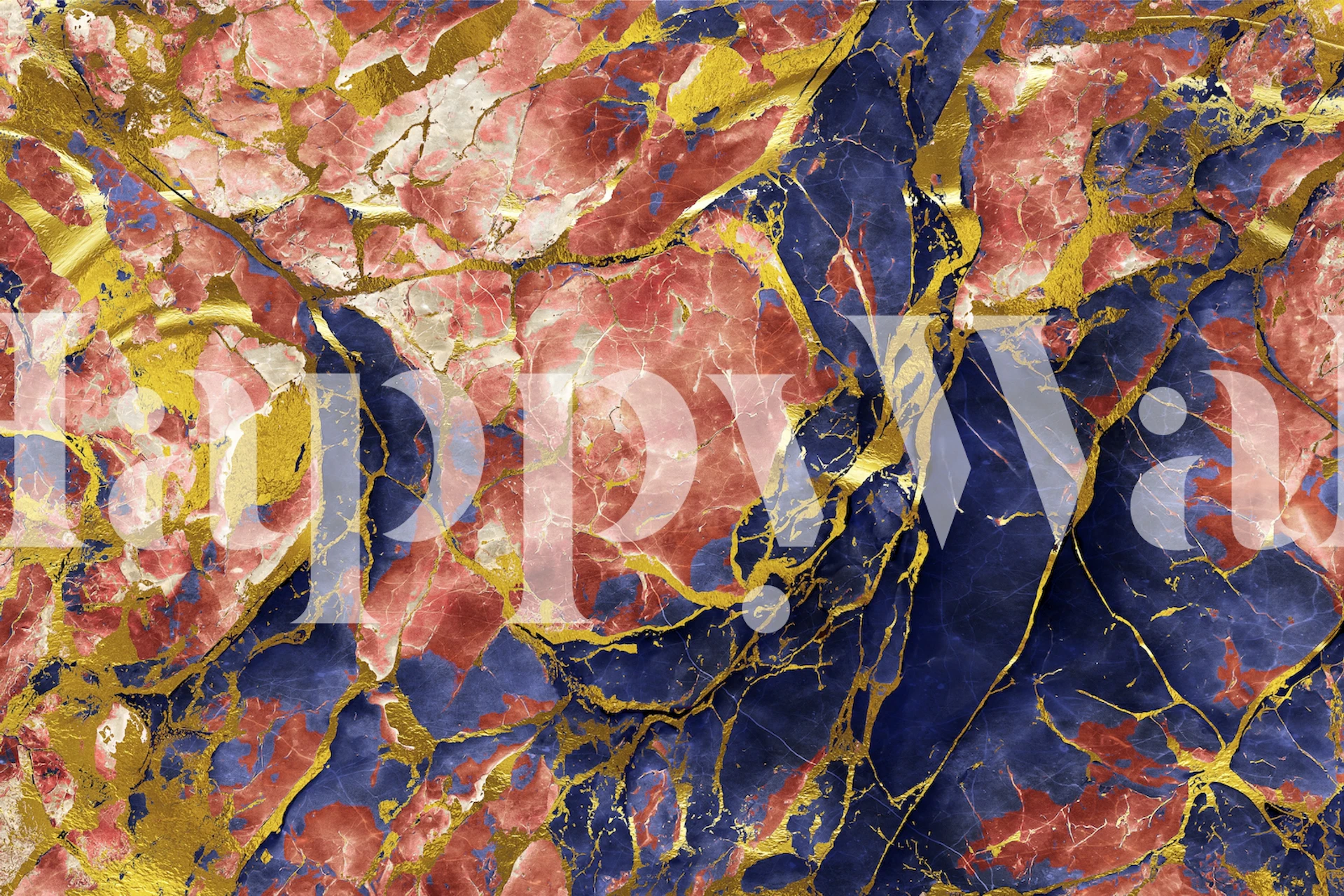 Plavi crveni apstraktni mramorni wallpaper u sobi