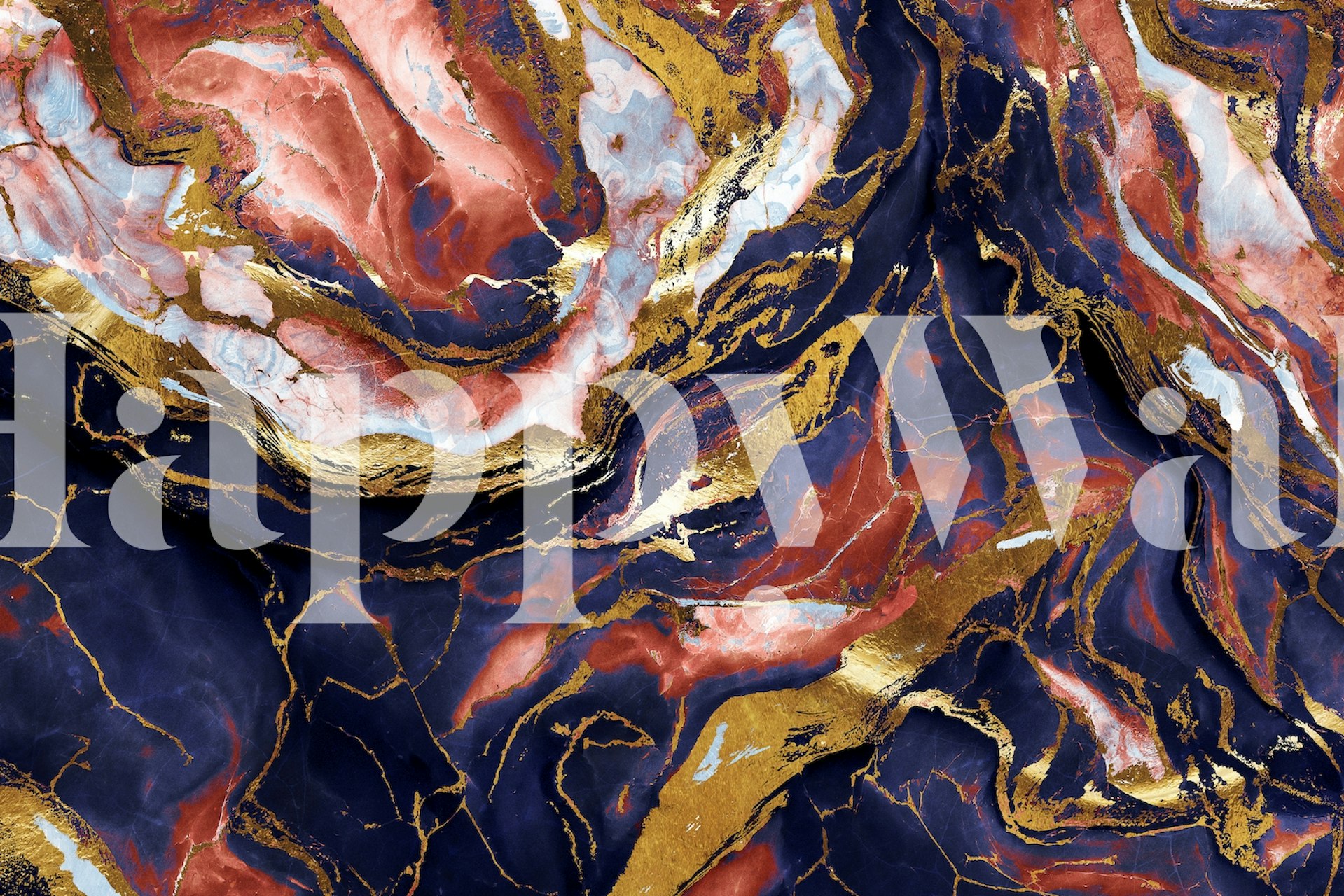 Blue Red Abstract Marble Tapete in einem Raum