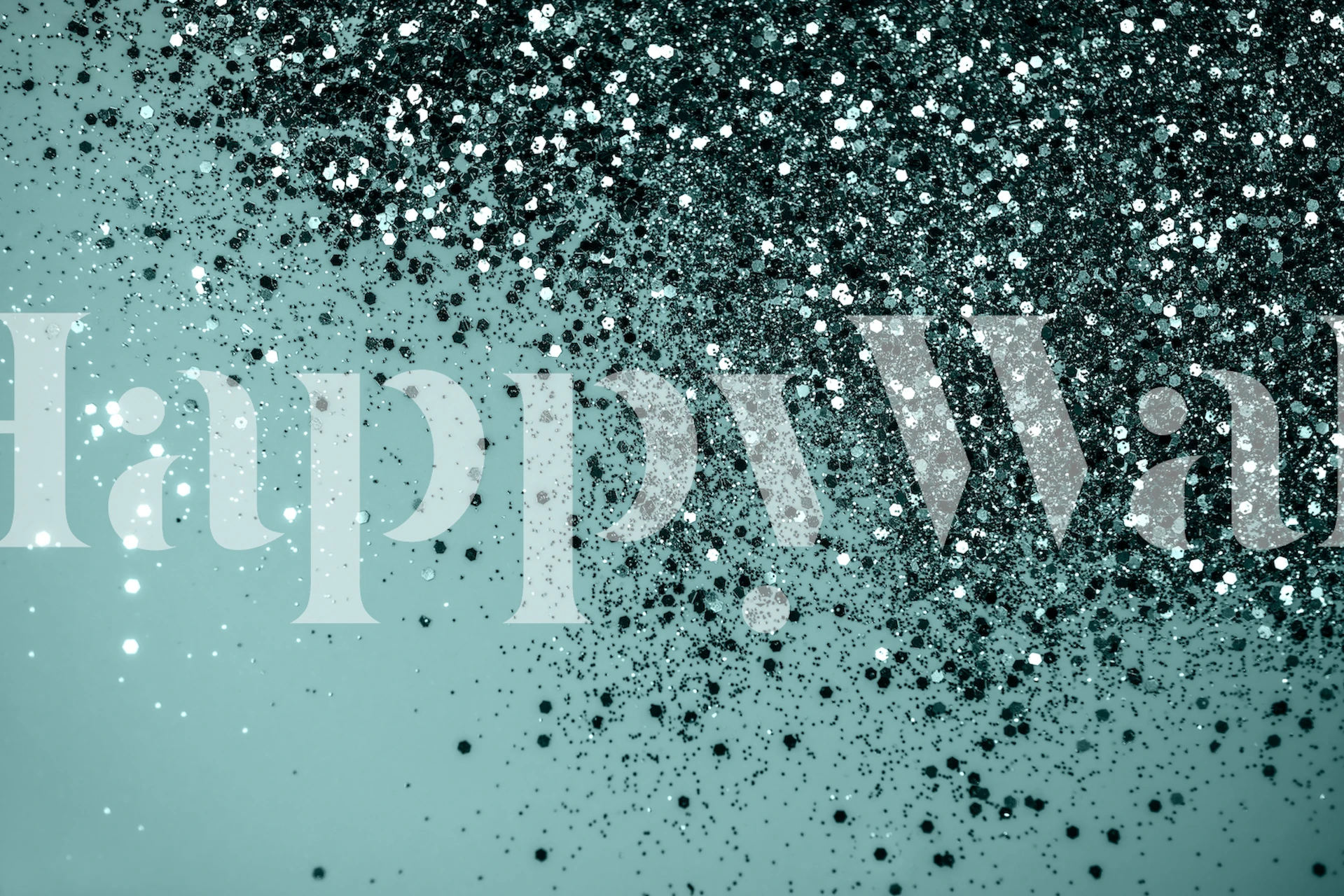 Teal glitter background with sparkling silver and black accents wallpaper