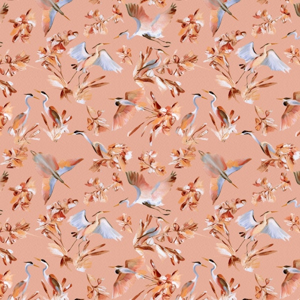 Sunset with Herons in Pink