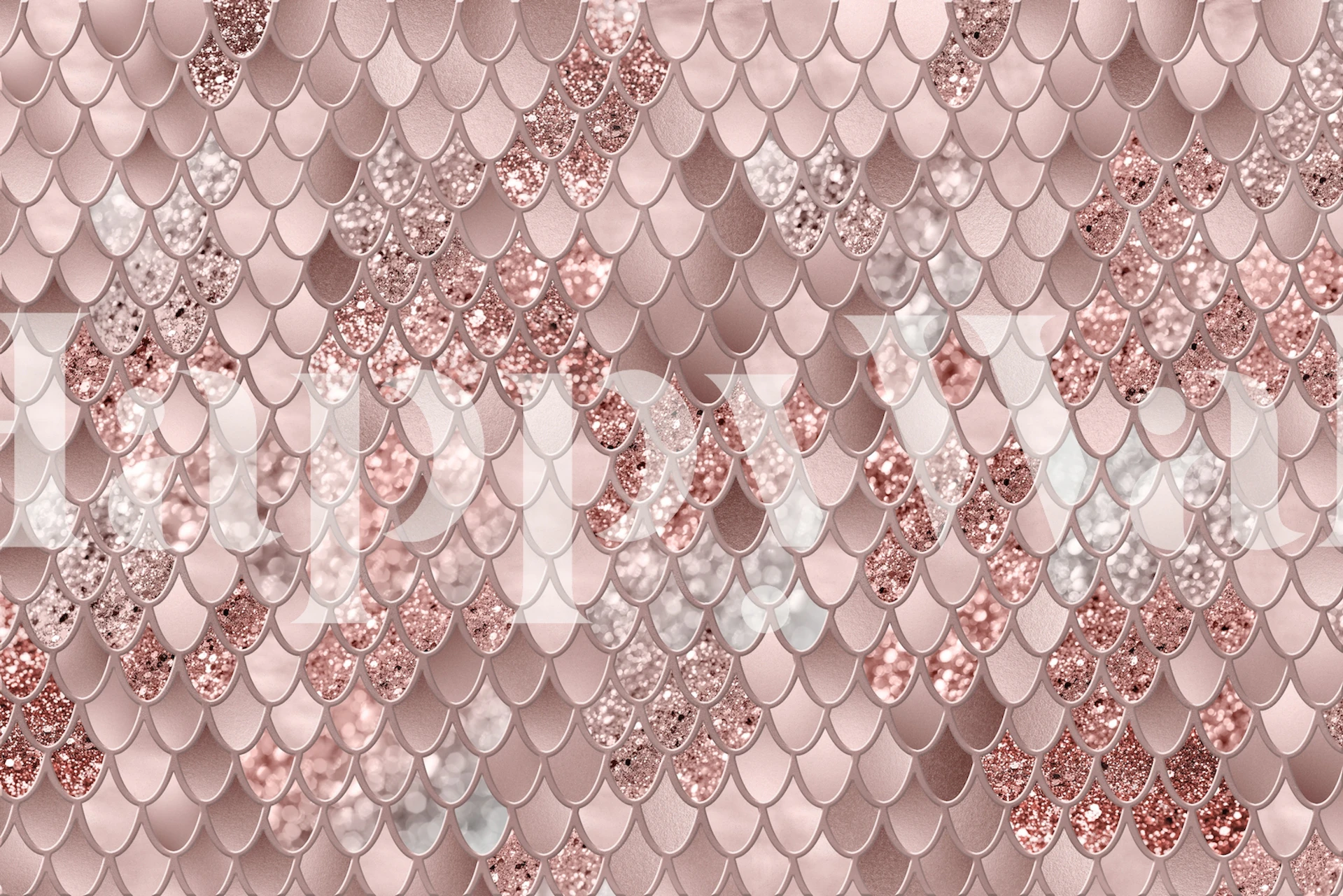 Rose gold mermaid scales pattern wallpaper