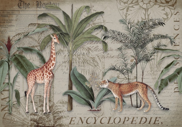 Giraffes Journey Collage Art