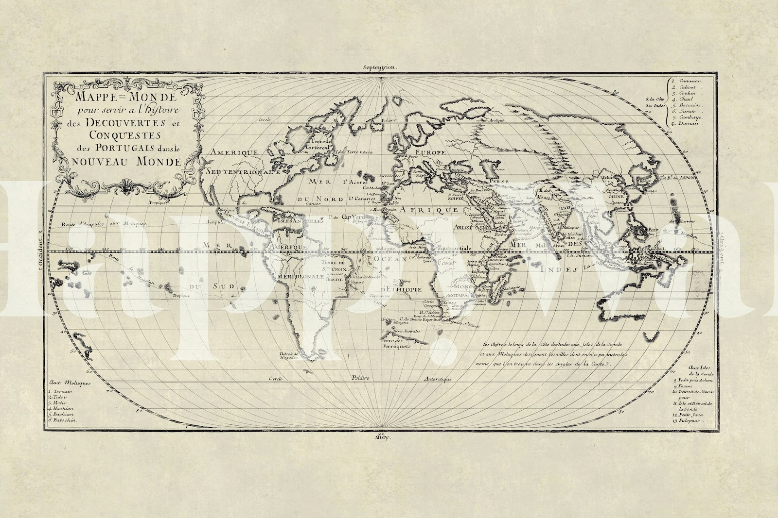 Ancient French World Map Wallpaper  Explore the World on Your Walls - Happywall