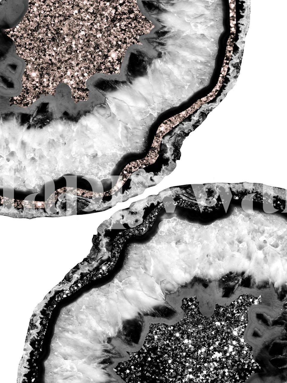 Black and white agate pattern with glitter accents wallpaper