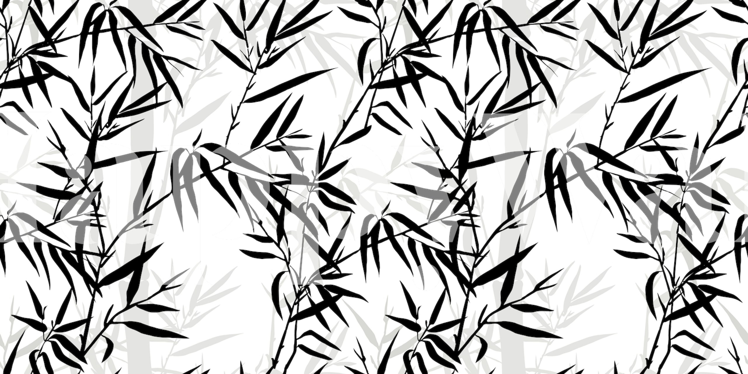 Bamboo leaves art tapet i et rum