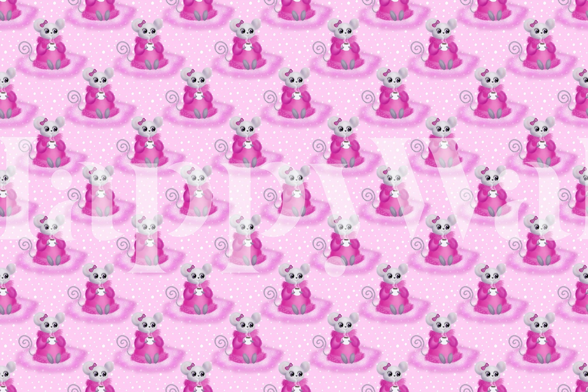 Cute Mouse in Pink at Tea pozadina