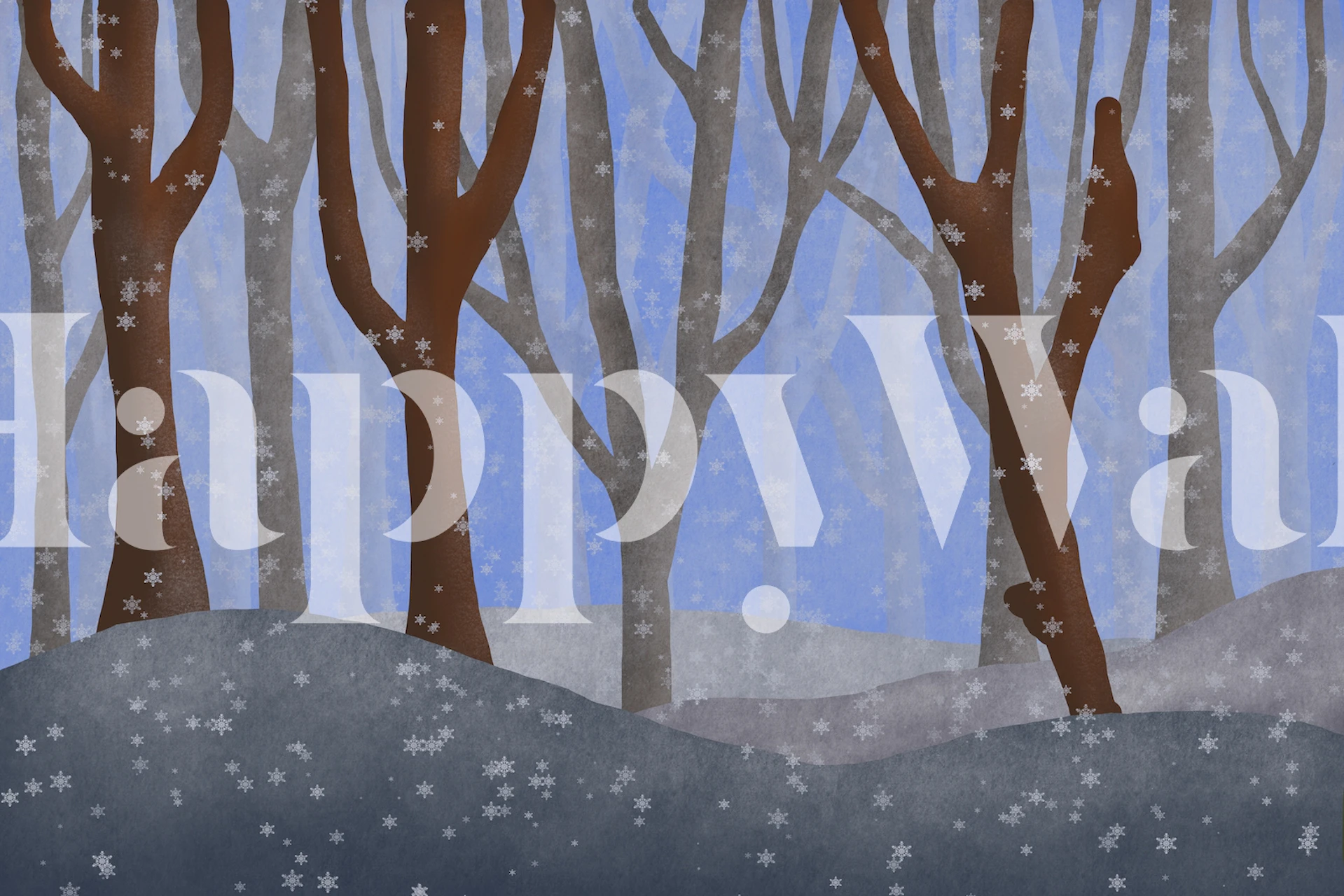 Grey Winter Landscape design de papier peint