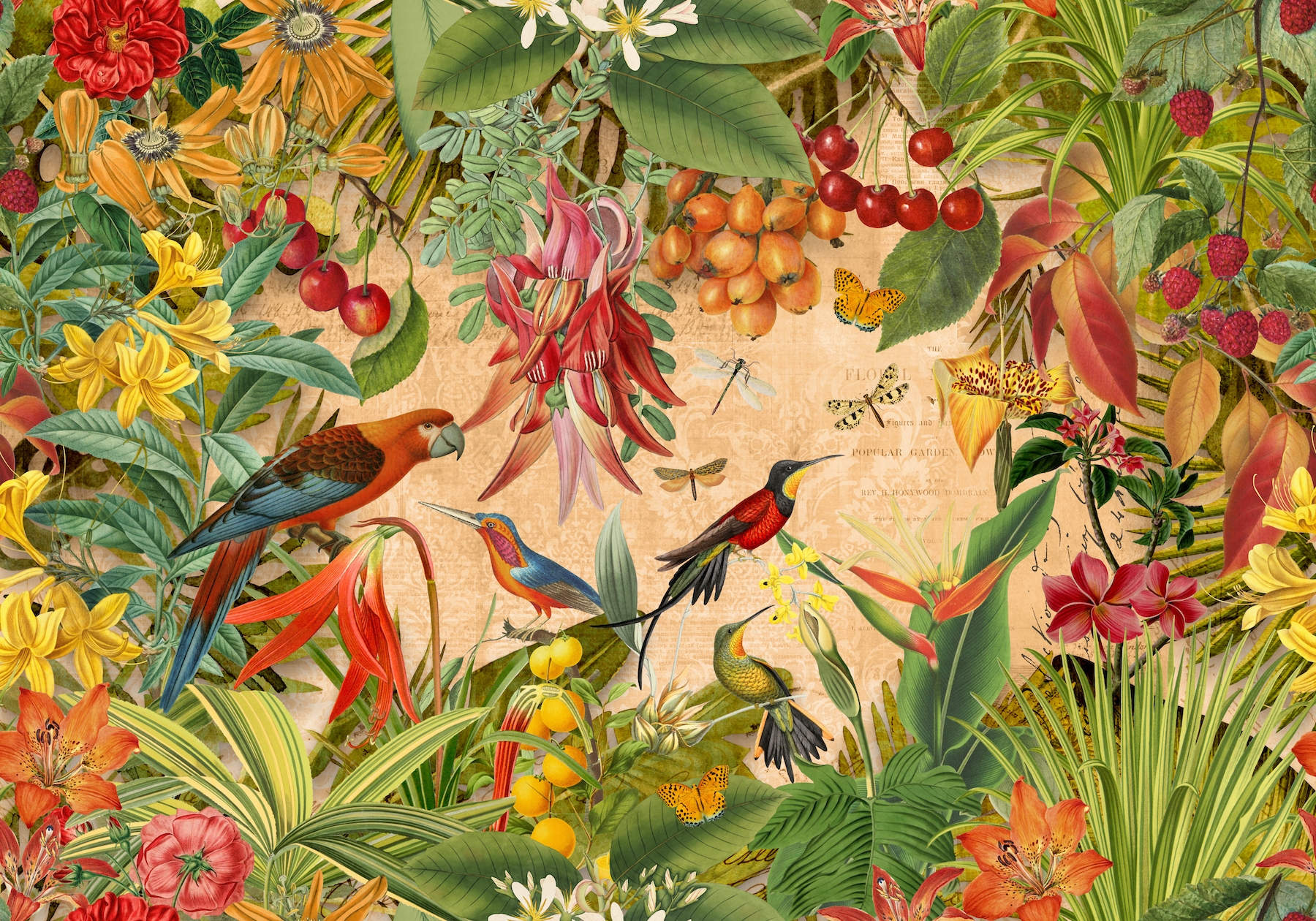 Transform Your Room with Tropical Summer Garden Wallpaper | Happywall.com