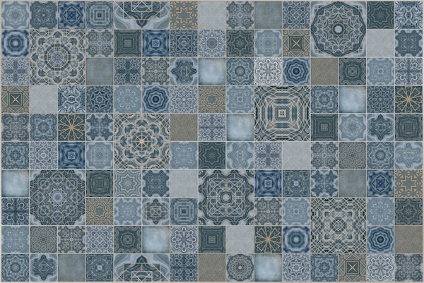 Vintage Tiles Teal Blue