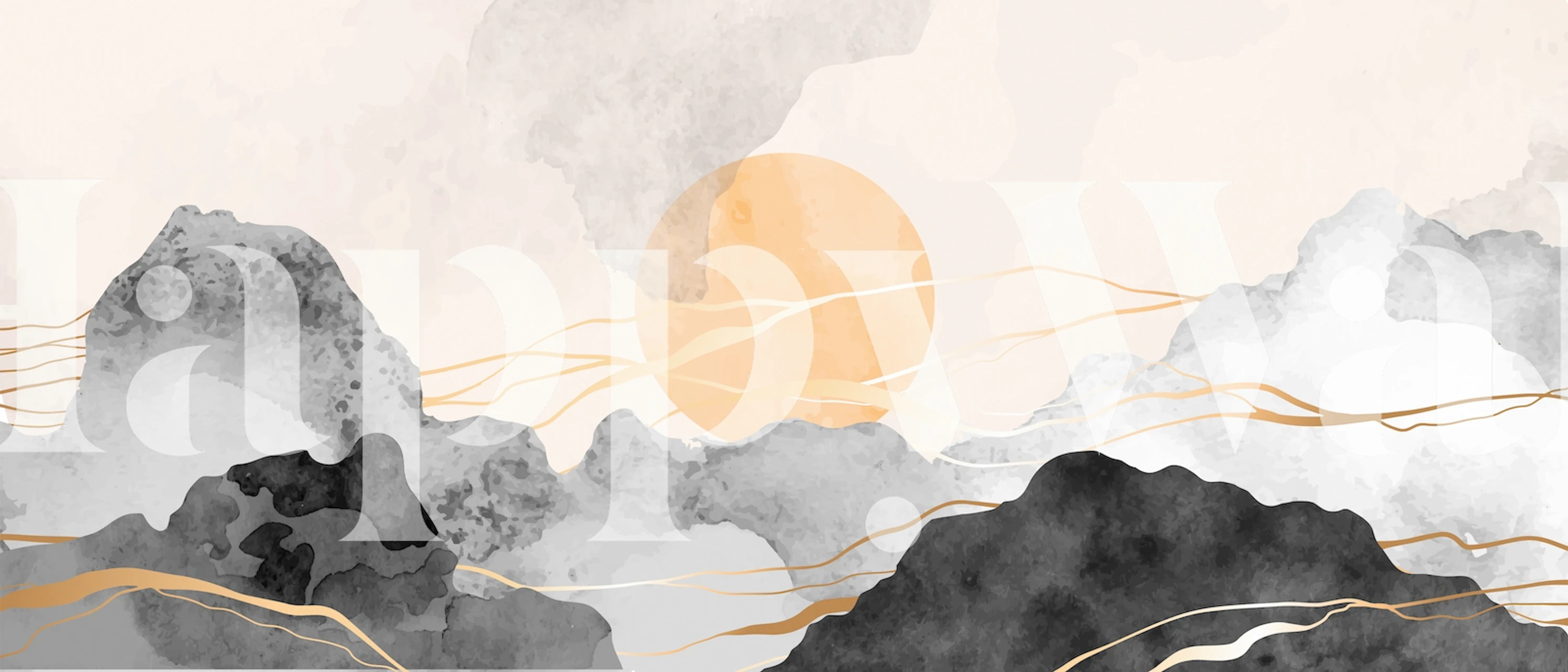 Hills and sun wallpaper in a room