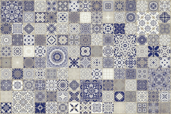 Vintage Tiles Blue Beige