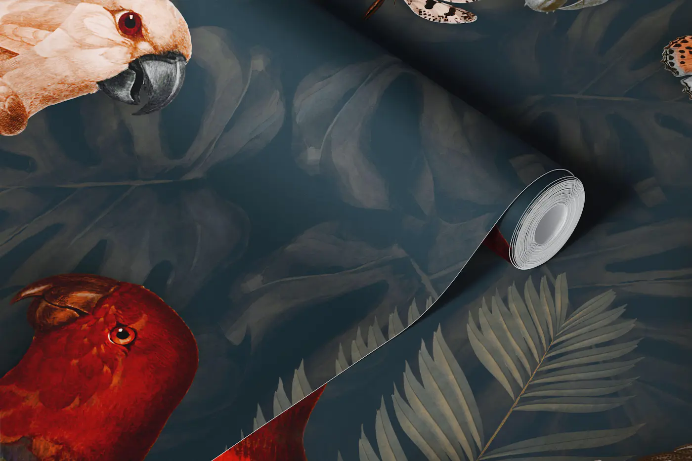 Midnight Jungle Parrots wallpaper roll