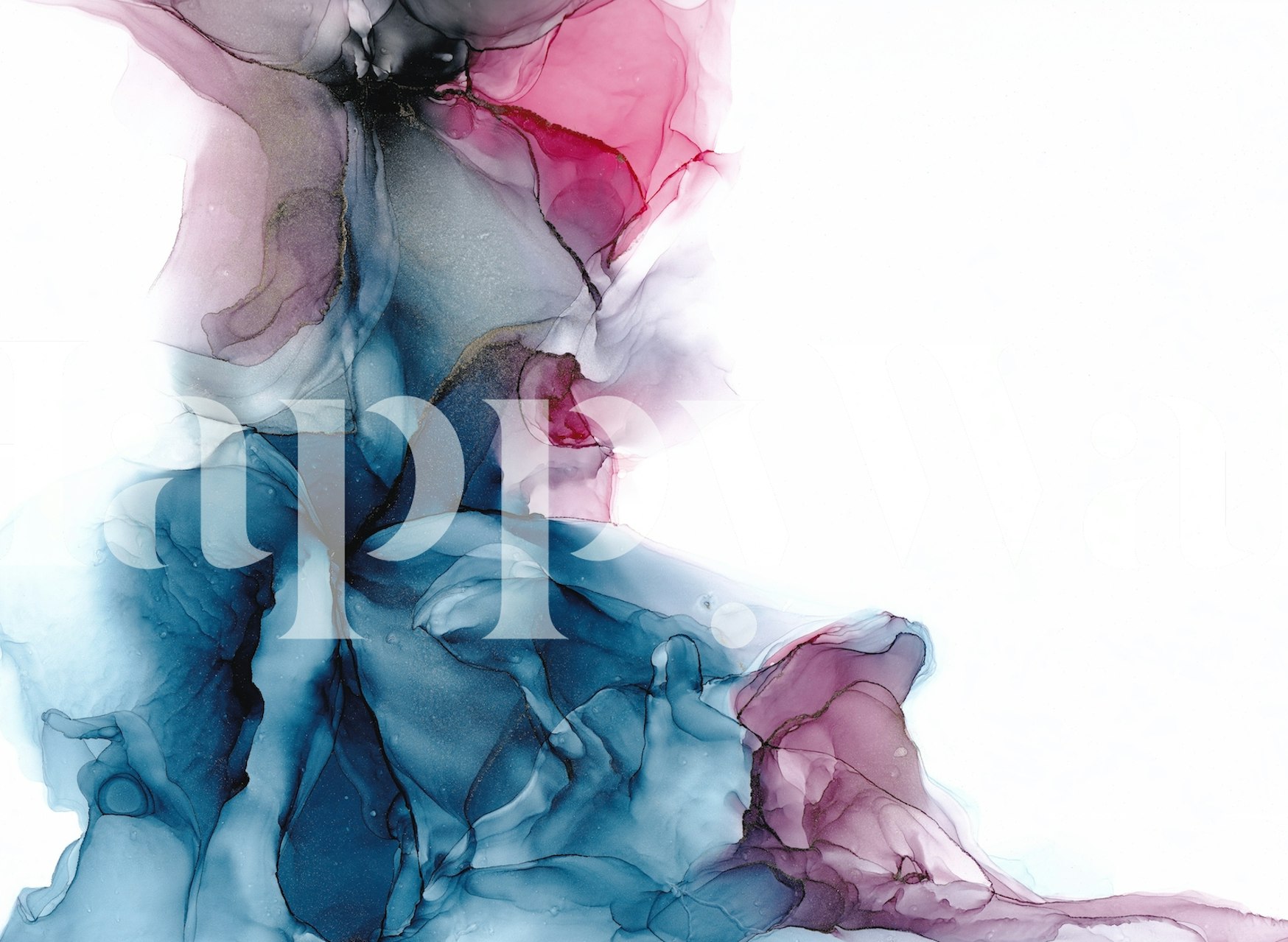 Αφηρημένο τοιχογραφία με τη δυναμική αλληλεπίδραση των αποχρώσεων ματζέντα και μπλε