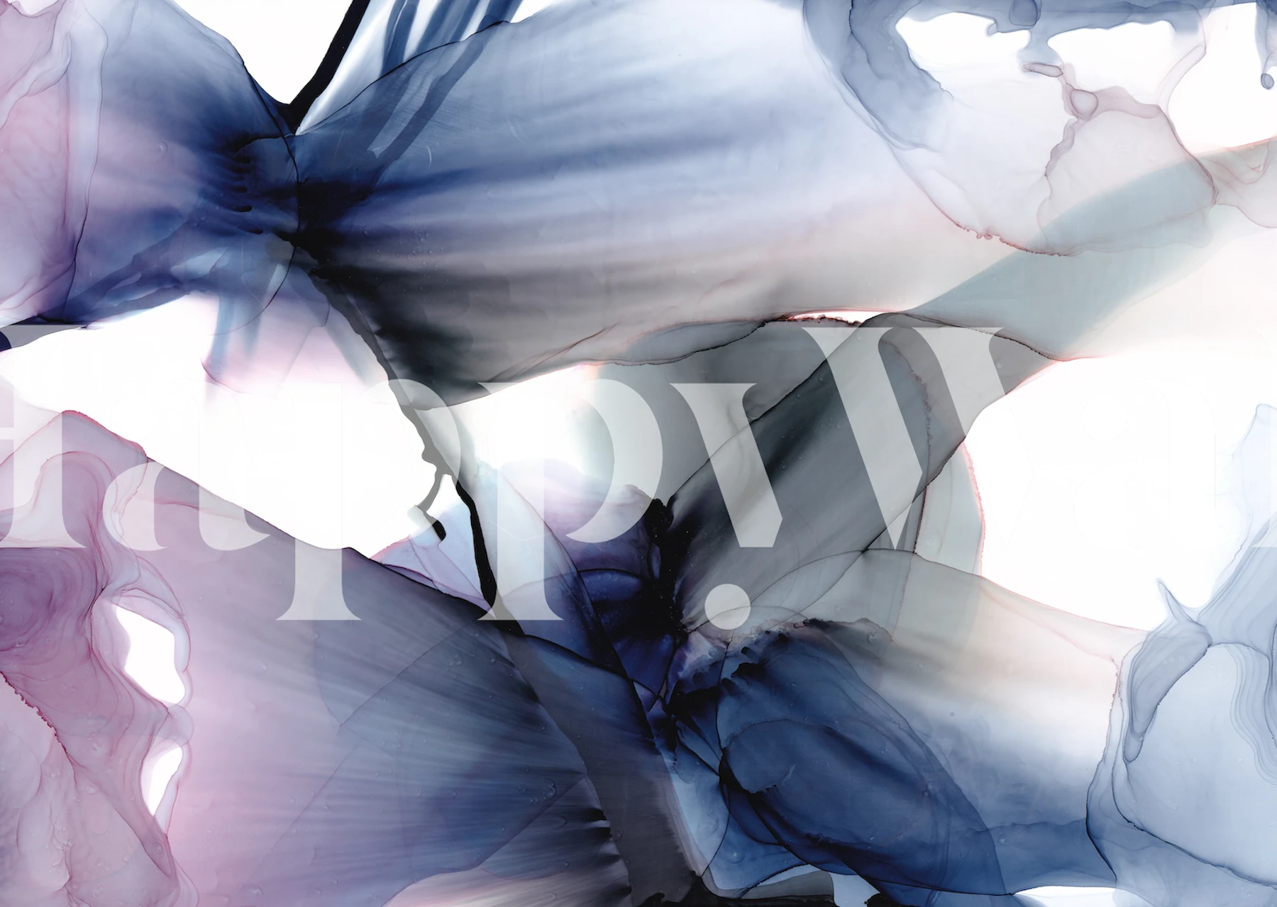 Abstract flowing blue and purple ink patterns wallpaper