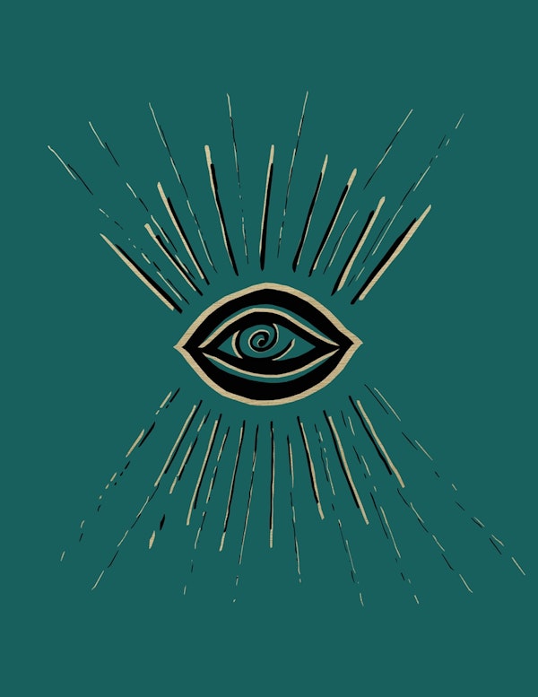 Evil Eye Gold Black on Teal 1