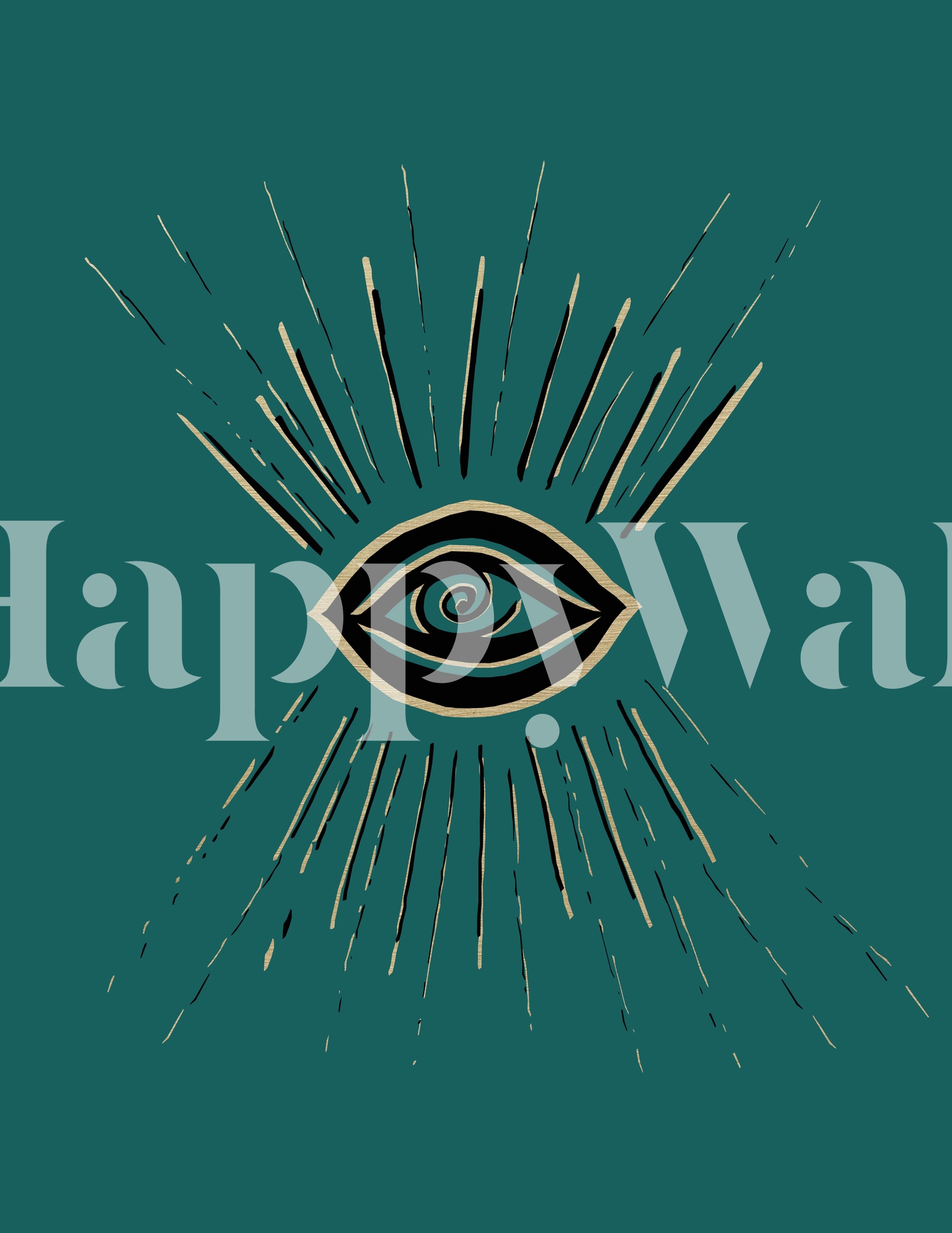 Evil Eye Gold Black On Teal 1 Wallpaper Happywall