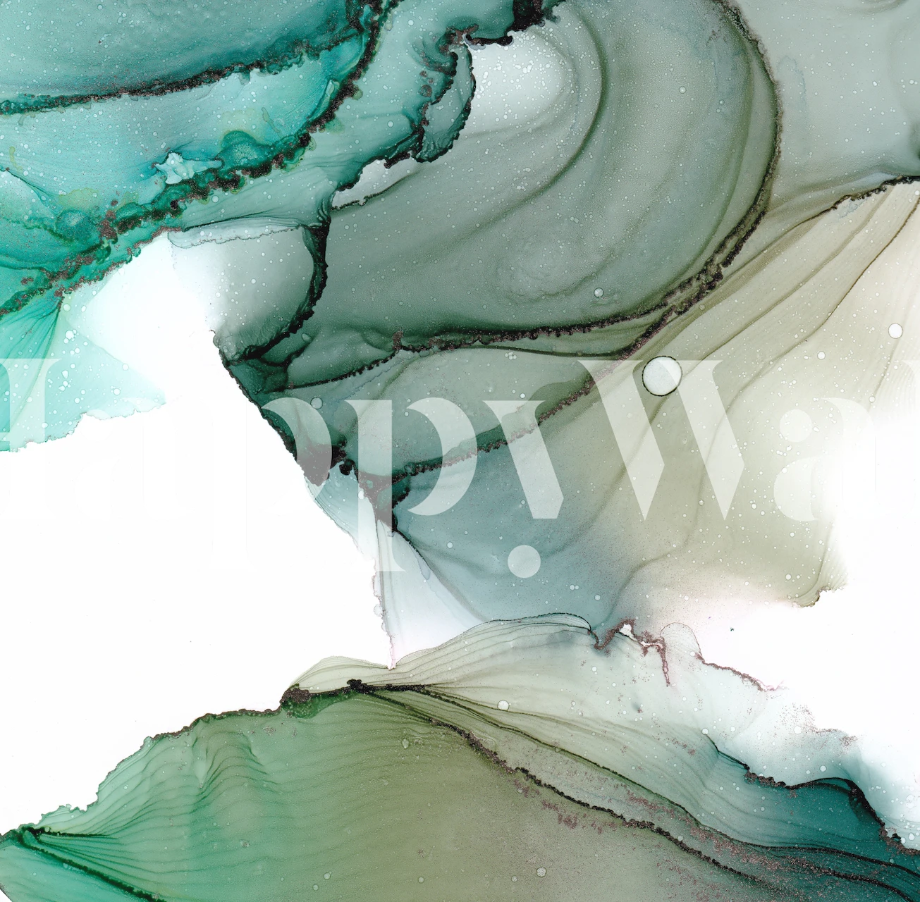 Abstract green and white fluid wallpaper