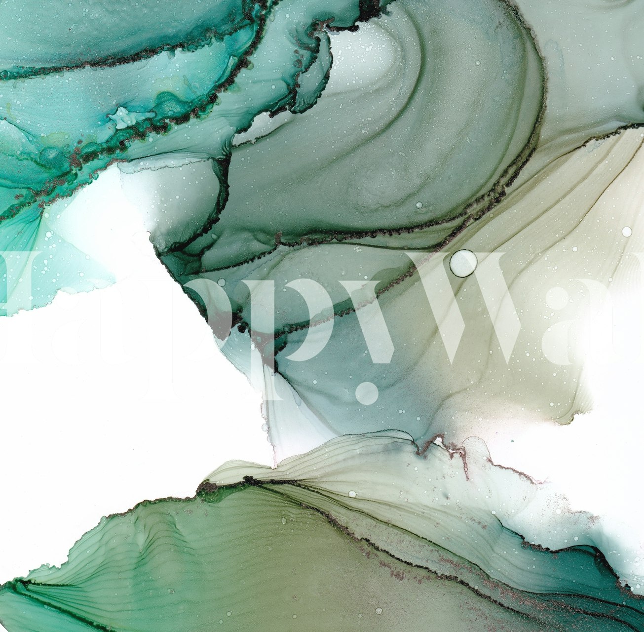 Abstract green and white fluid wallpaper