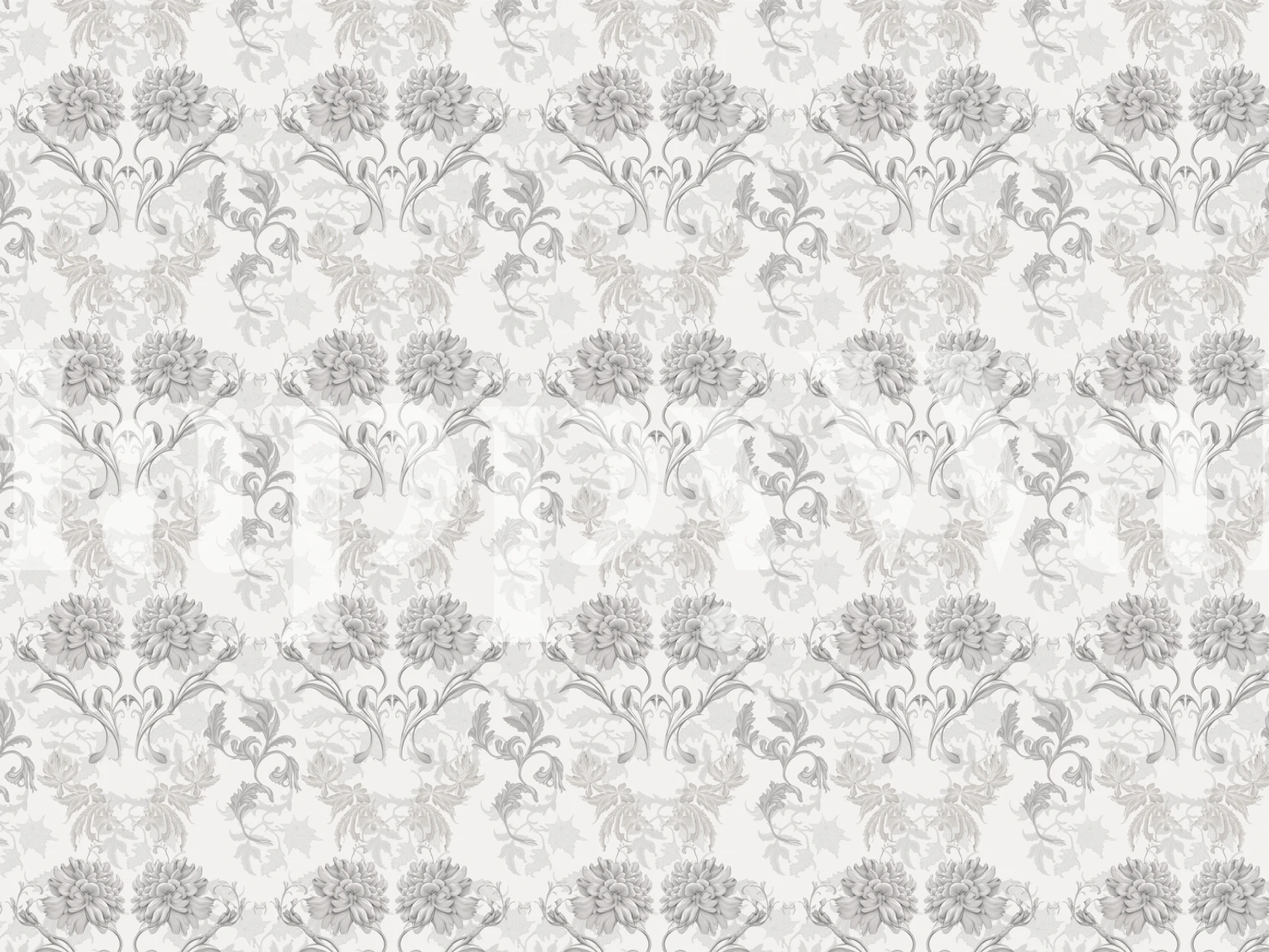 Floral pattern with gray and white hues wallpaper