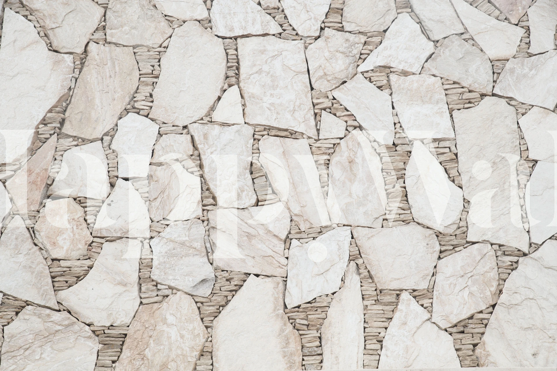 Rustic wallpaper featuring a white stone wall pattern