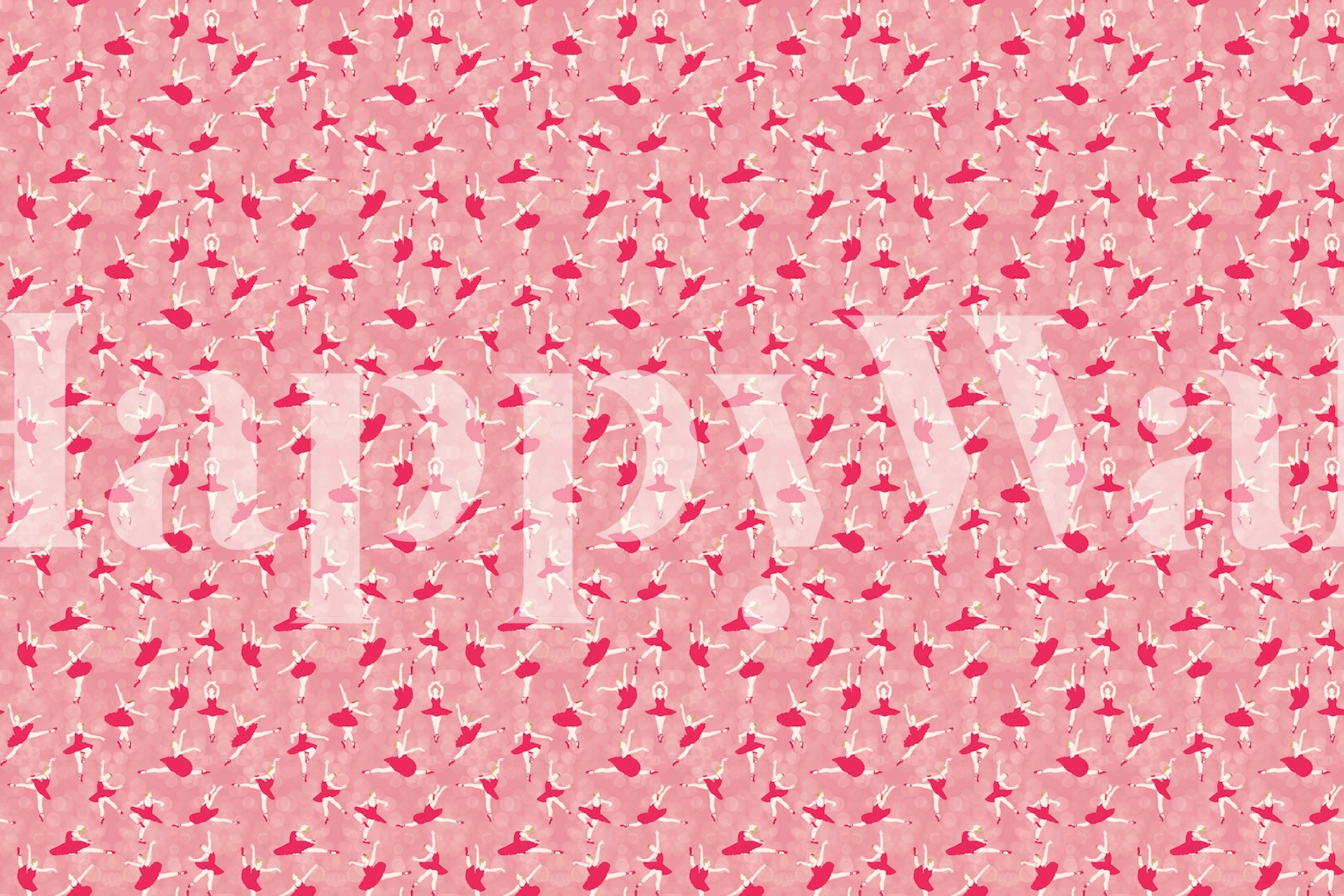 Ballerinas tańczą na różowej tapecie w pokoju