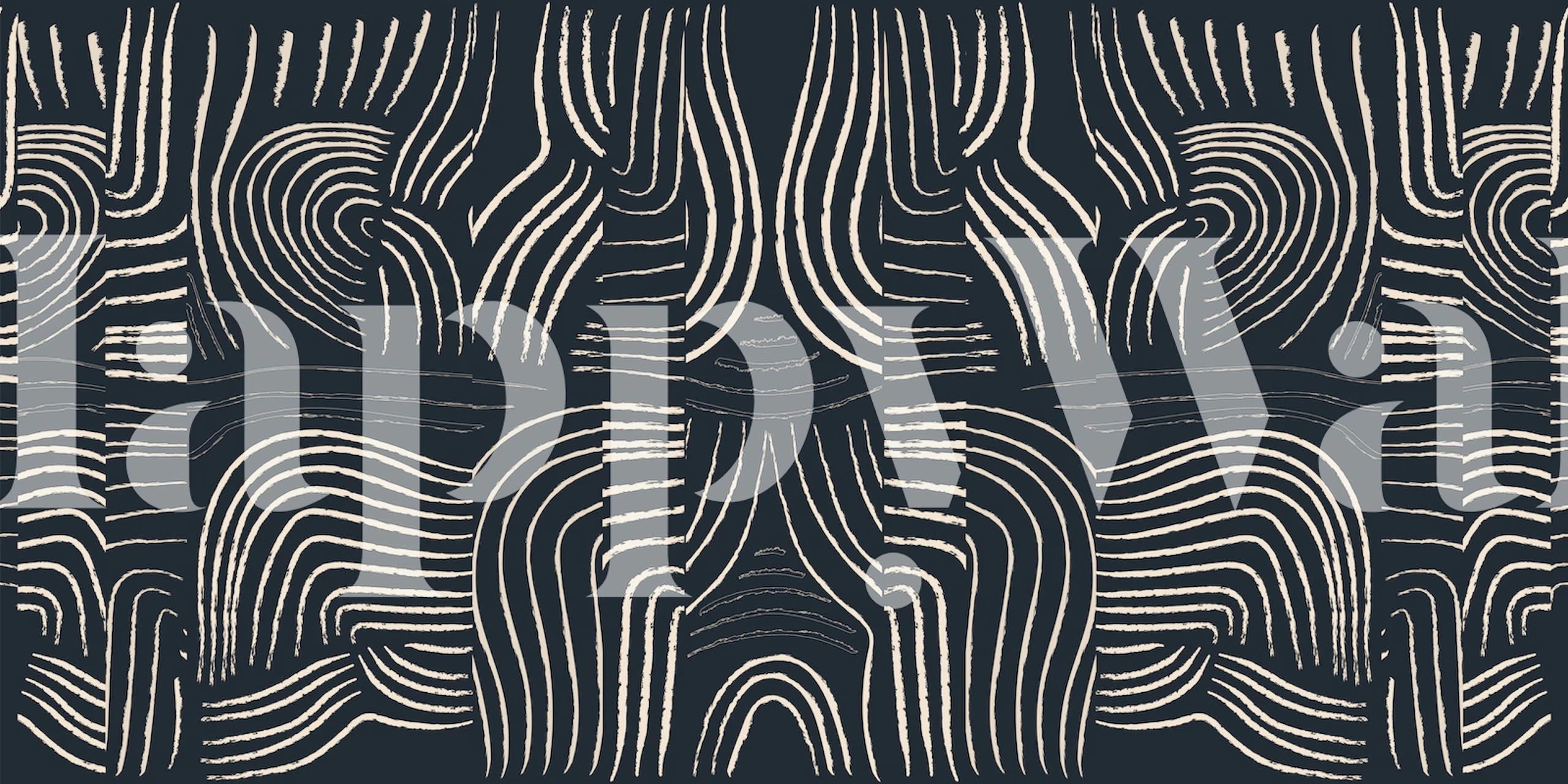 Abstract curved line patterns in black and white wallpaper