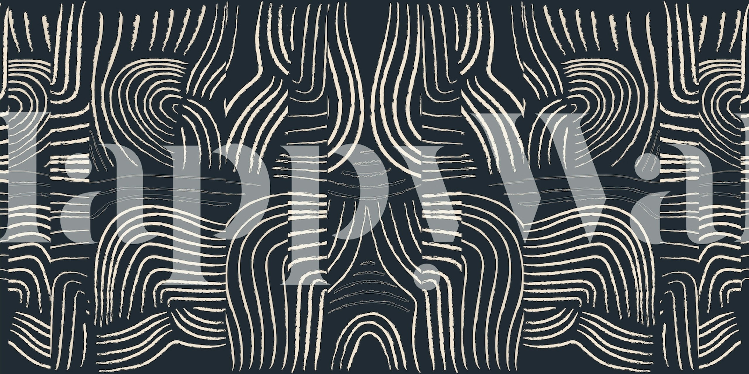 Abstract curved line patterns in black and white wallpaper