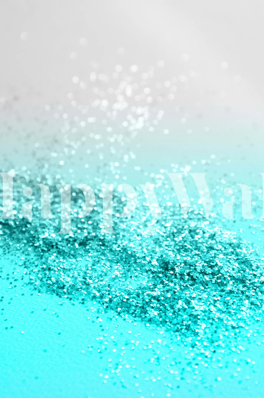 Aqua Teal Ocean Glitter wall mural with a gradient from light to dark embodying the sparkle of the sea
