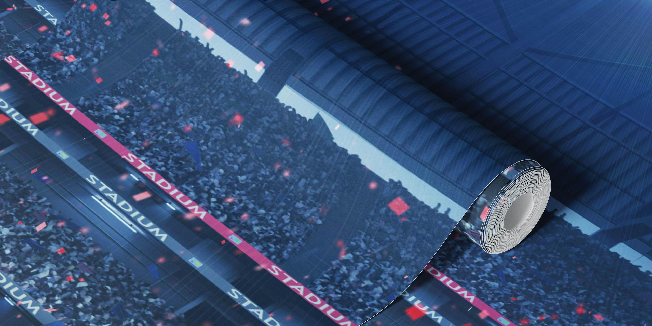 Football stadium grass field illuminated at night wallpaper