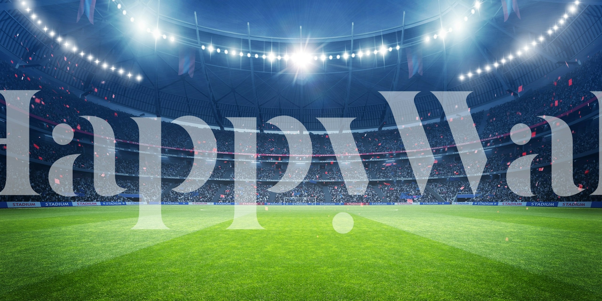 Football stadium grass field illuminated at night wallpaper