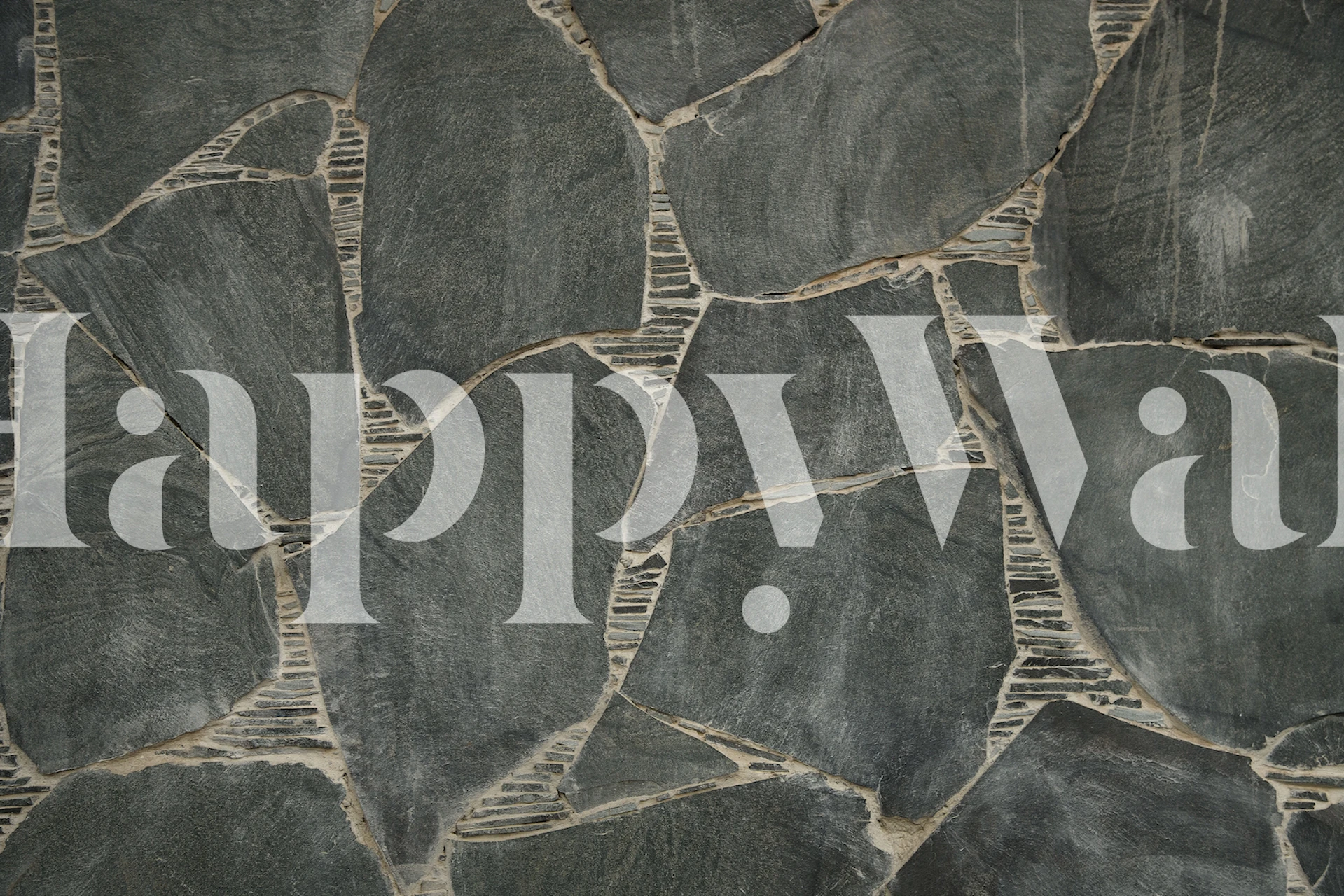 Rustic stone wall texture in gray and black wallpaper