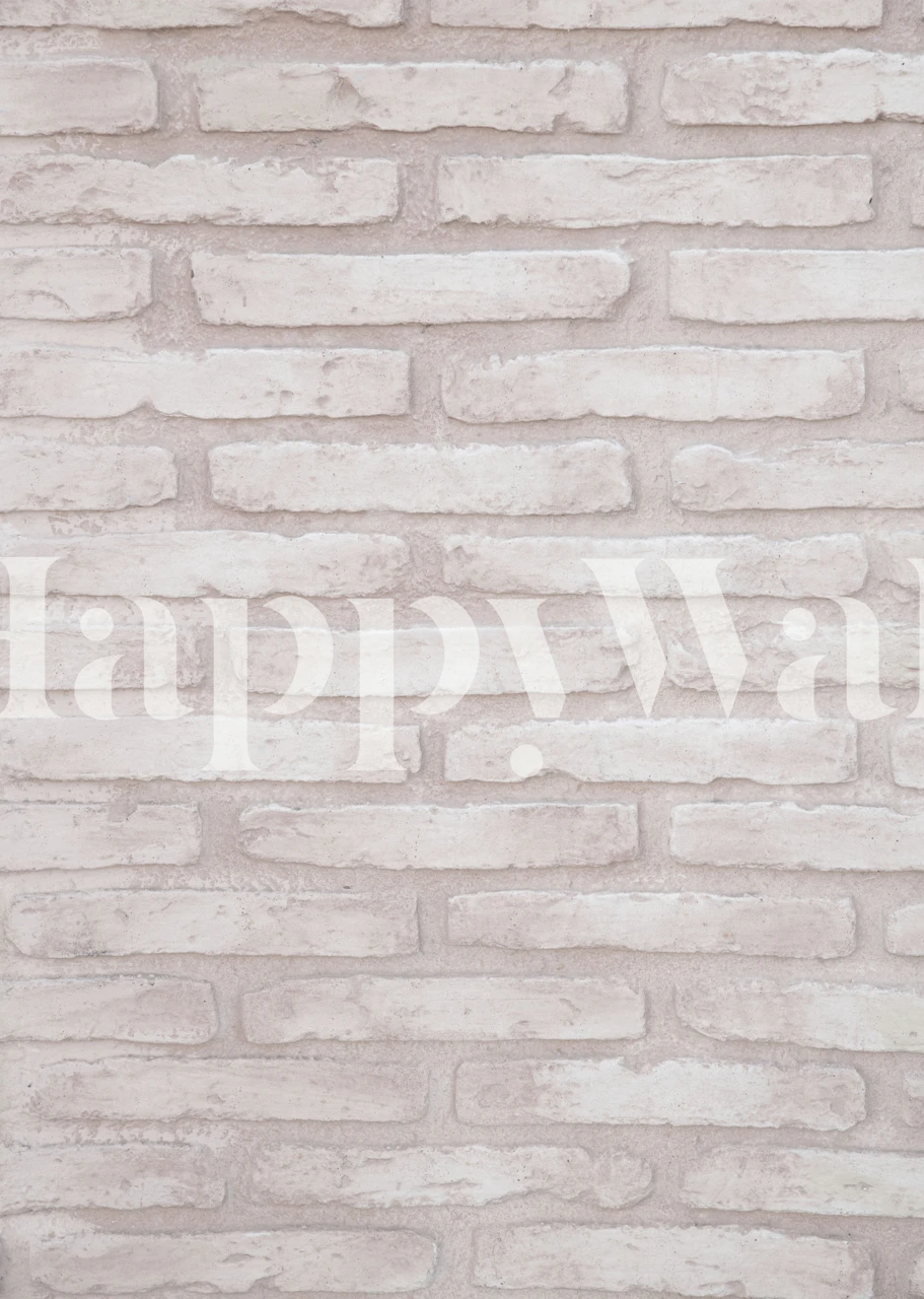 White minimal brick wall wallpaper with textured patterns