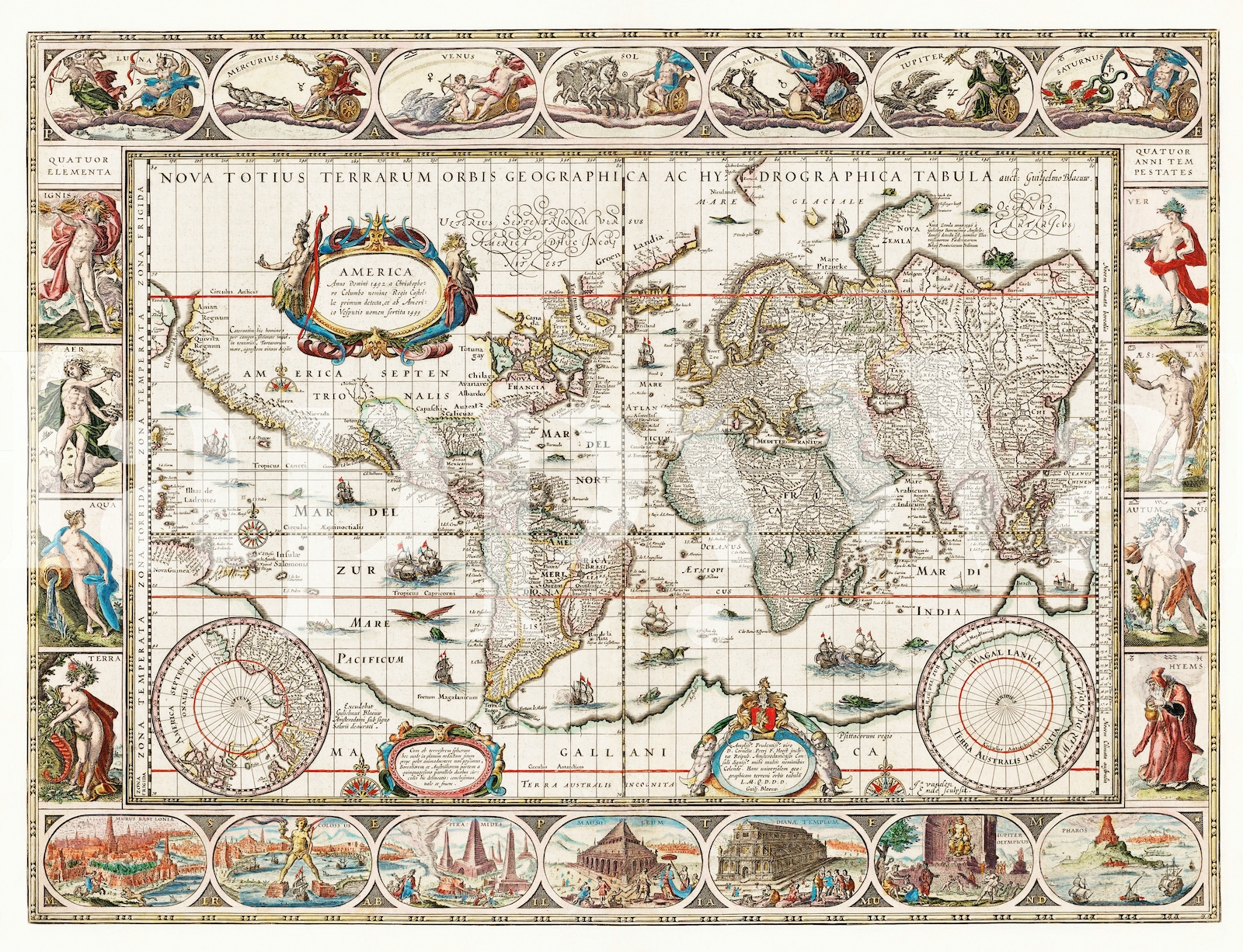 Antique World Map 2 Wallpaper - Vintage and Historical Wall Art | Happywall