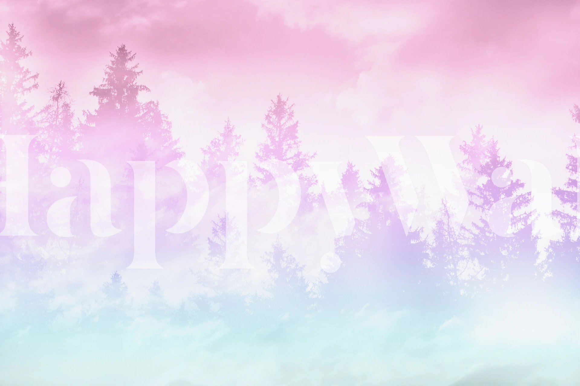 Pastel unicorn forest wallpaper in a room
