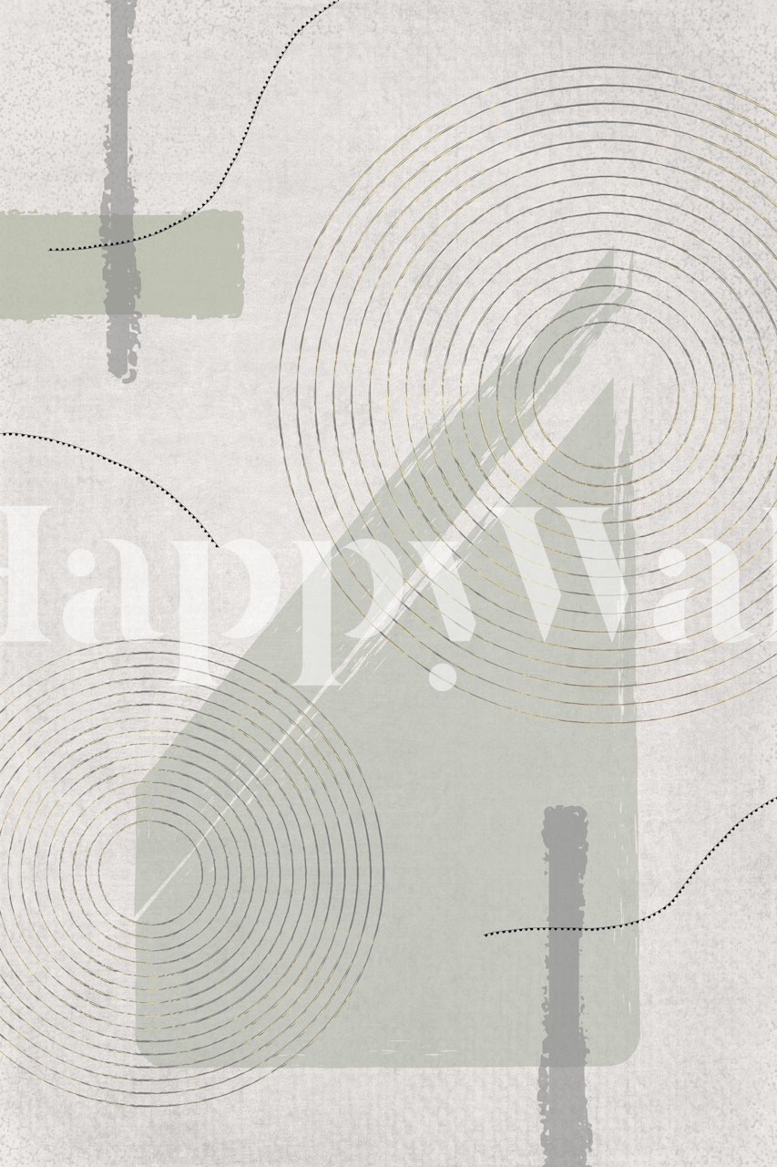 Abstract wallpaper design featuring green triangles and circle patterns