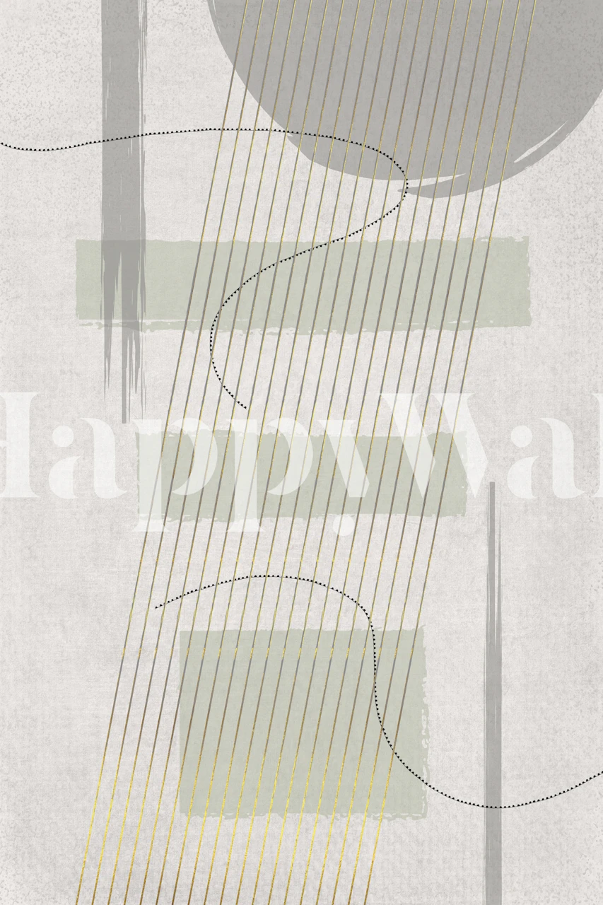 Abstract wallpaper design with green shapes and gray lines wallpaper