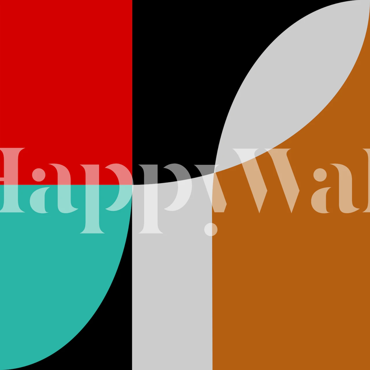 Colorful geometric shapes in red, turquoise, gray, and brown wallpaper