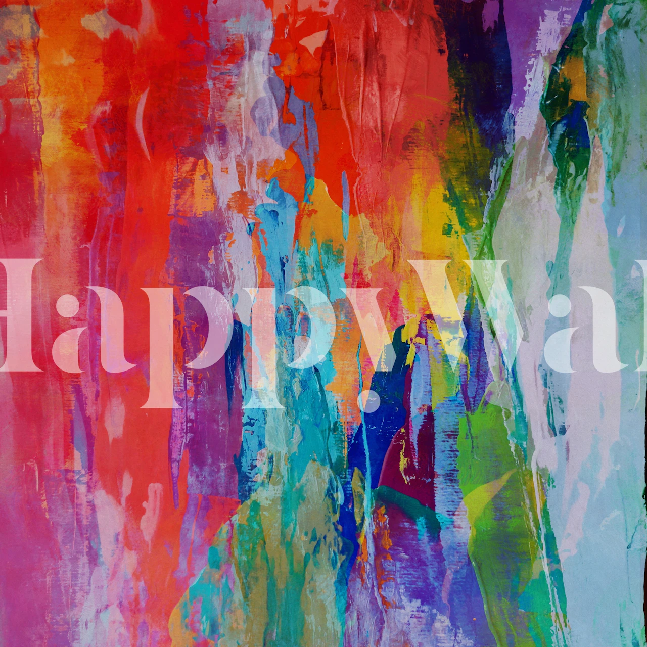 Vibrant abstract brush strokes in pink, blue, green, and orange wallpaper