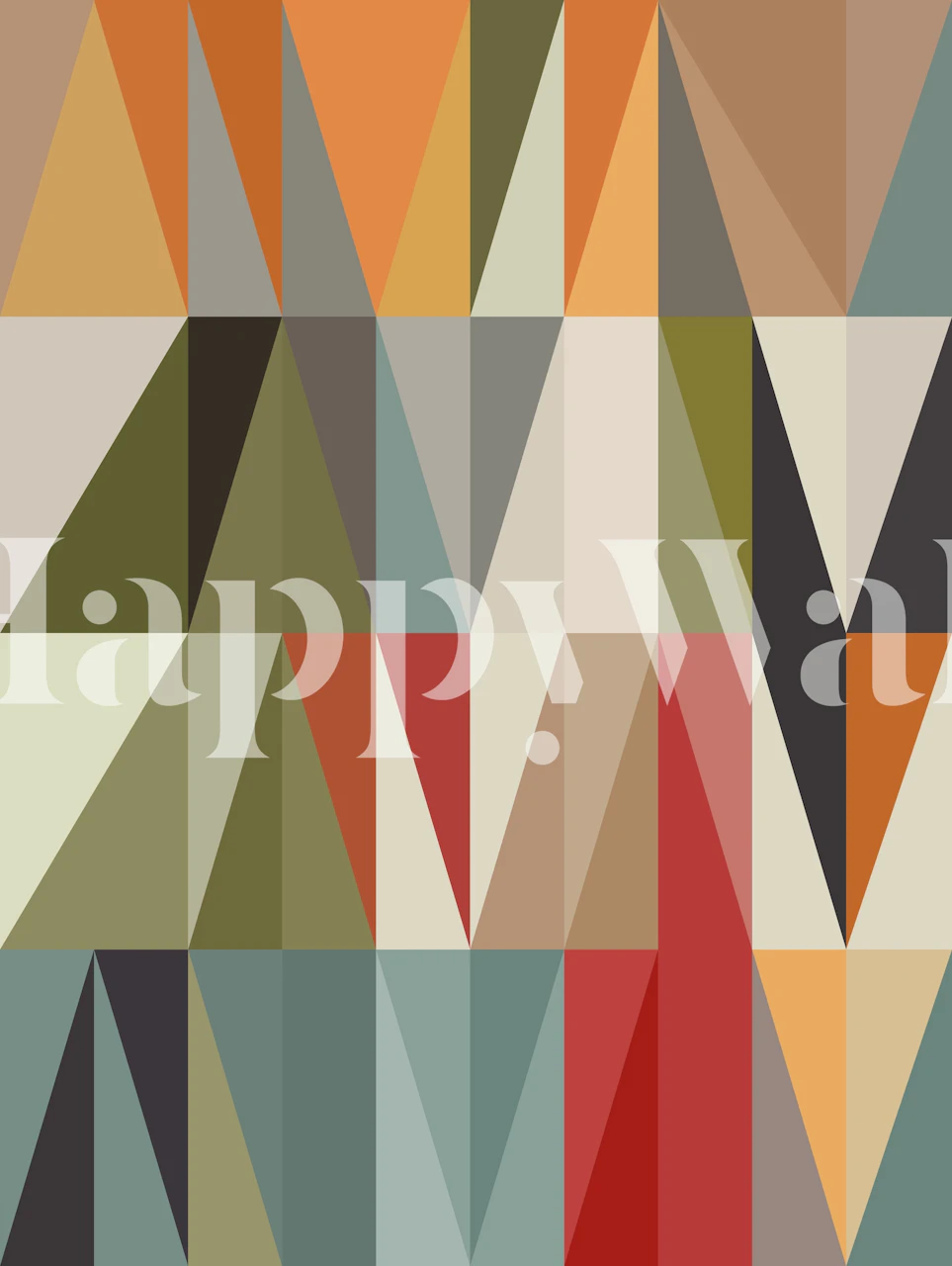 Colorful geometric triangle pattern in warm and cool tones wallpaper