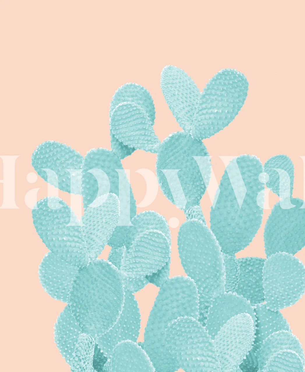 Mint green cactus plants on a soft peach background wallpaper