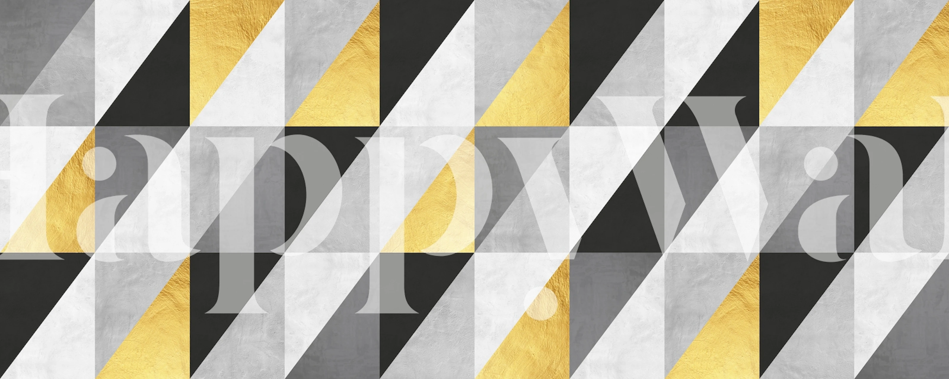 Geometric patterns in gold, gray, and black wallpaper