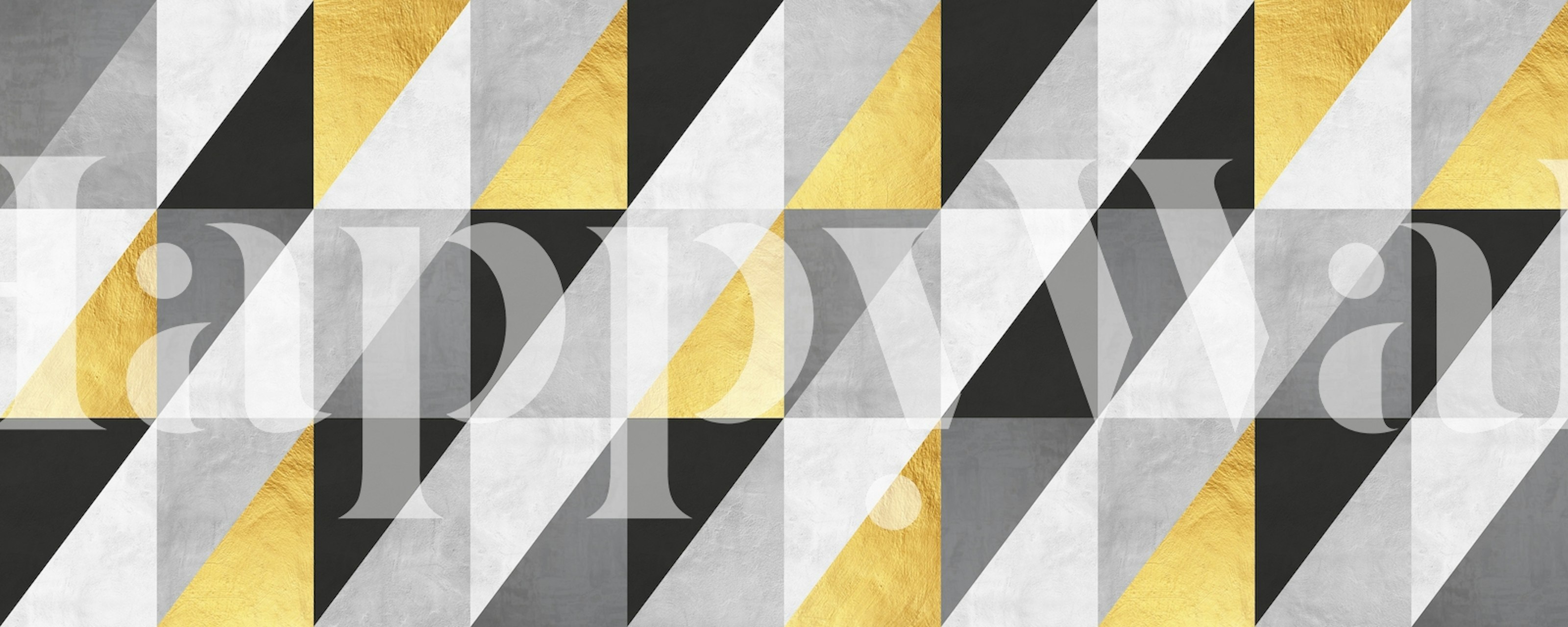 Geometric patterns in gold, gray, and black wallpaper