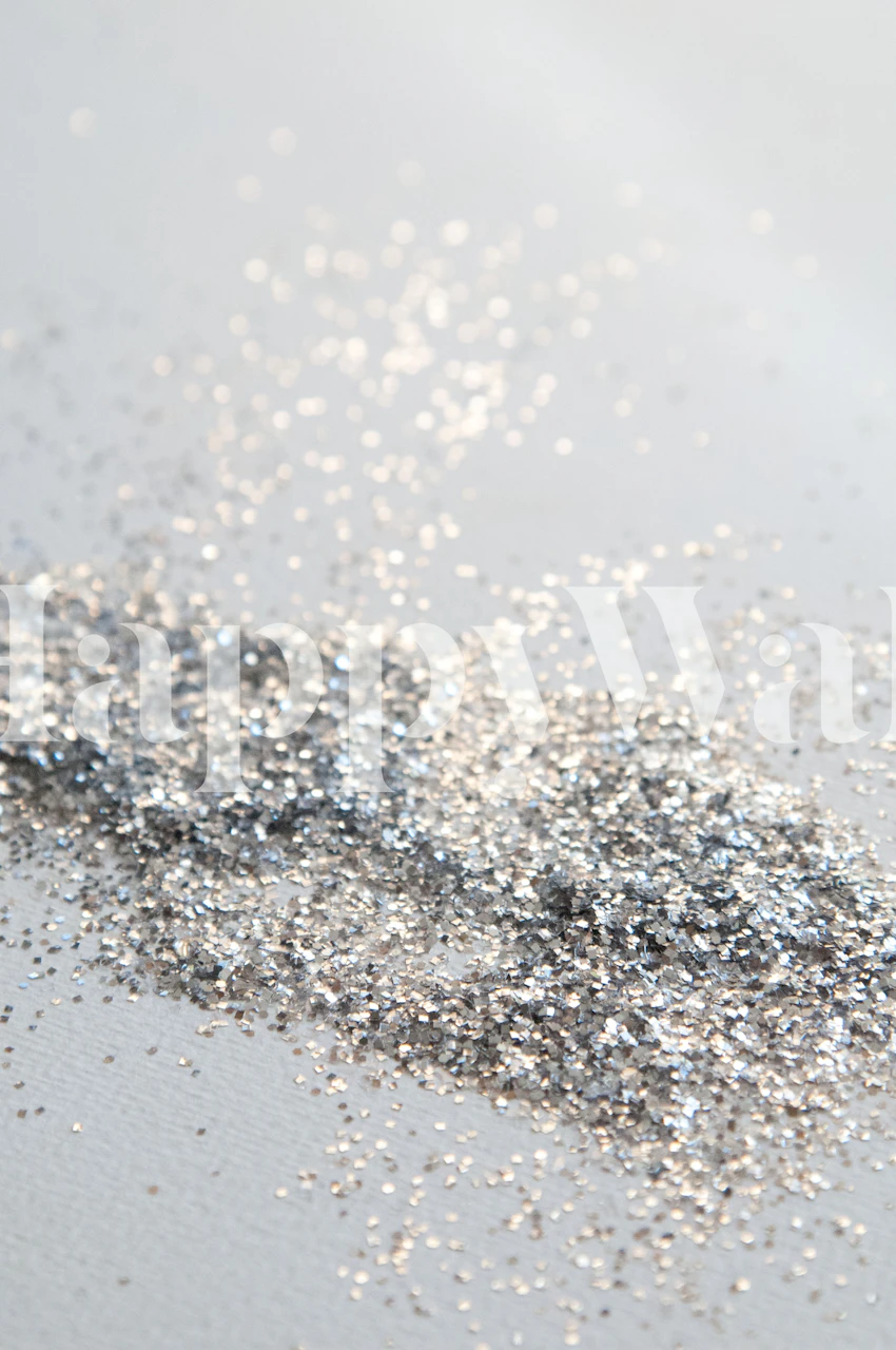 Close-up of a silver gray glitter spread textured wall mural