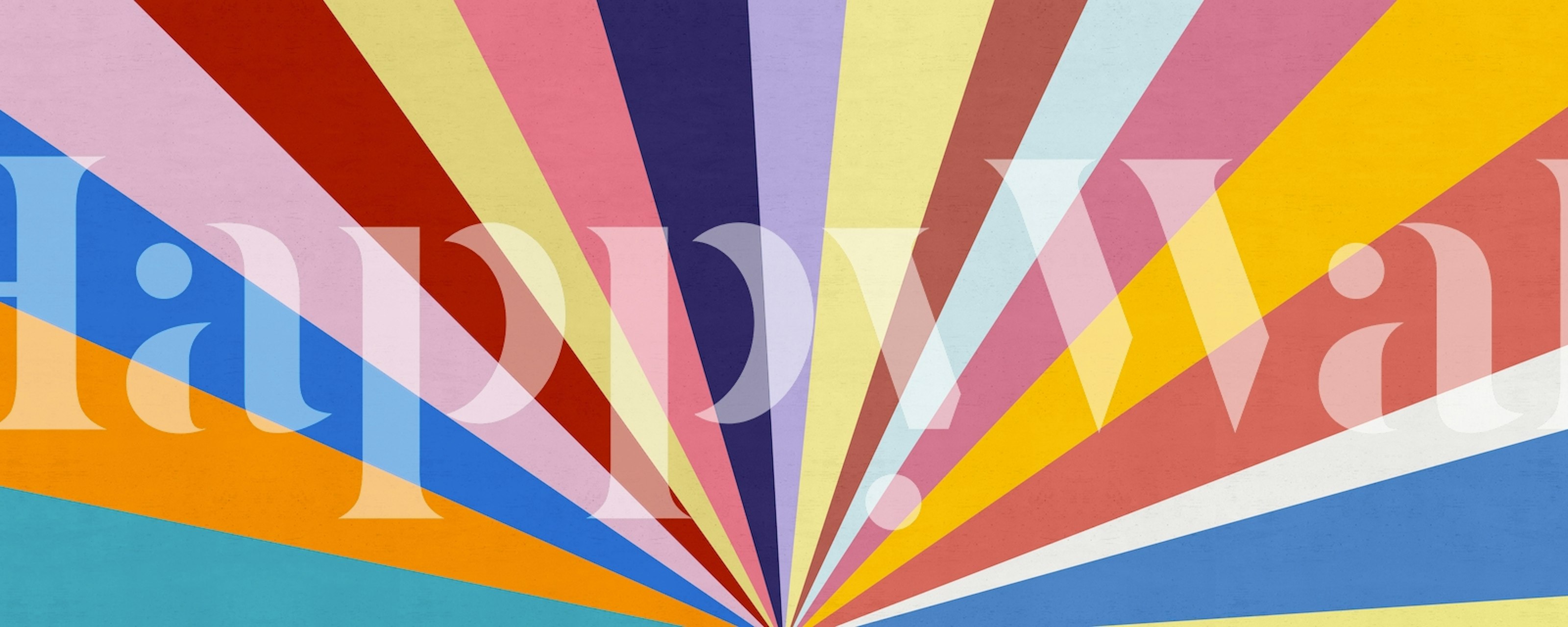 Coloured Strokes 2 vægmaleri med et udstrålende viftemønster af farverige malede streger.