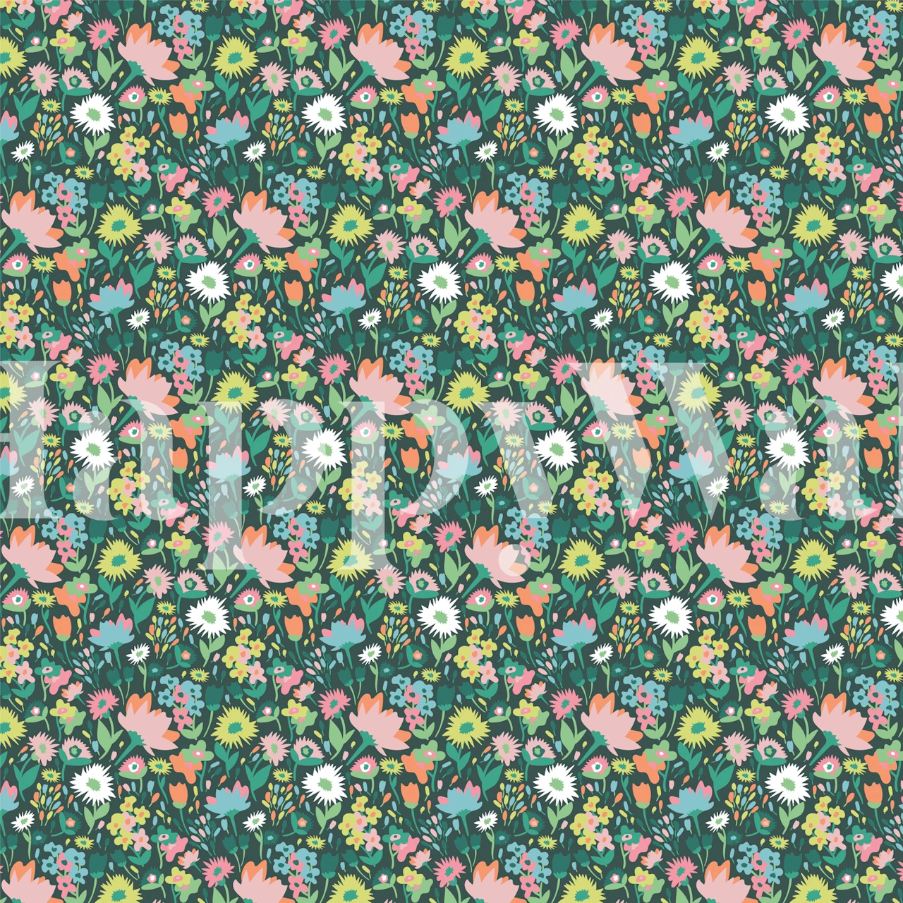 Spring field of flowers wallpaper design