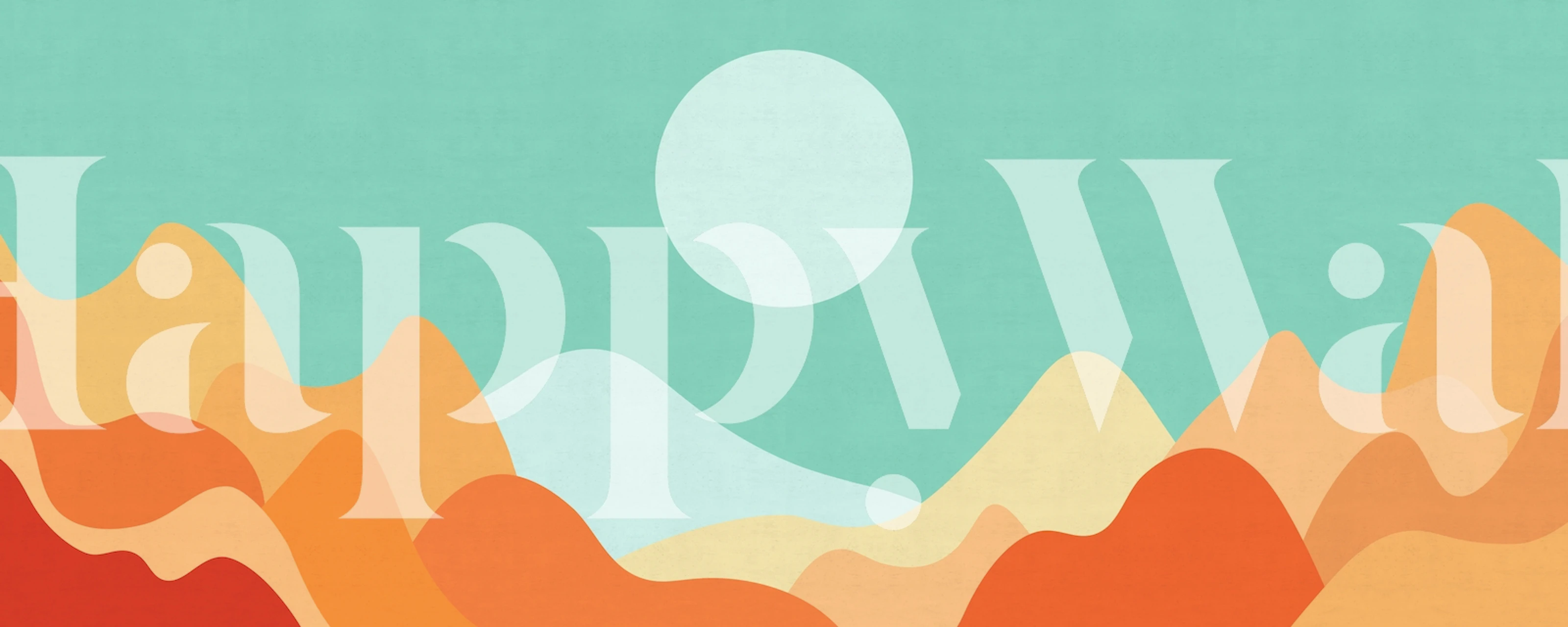 Colorful abstract mountain landscape wallpaper with a sun