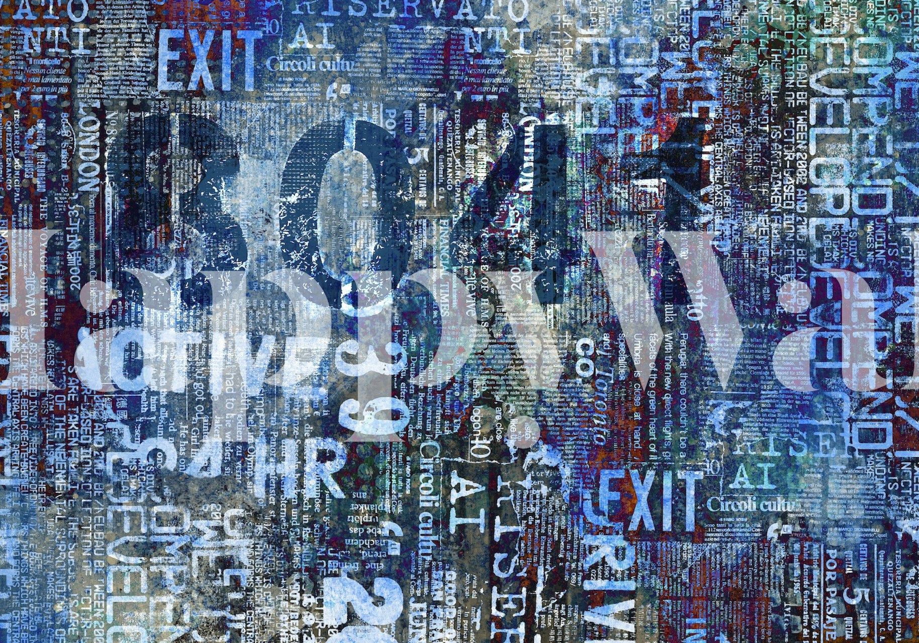 papel pintado Blue Urban Street Art en una habitación