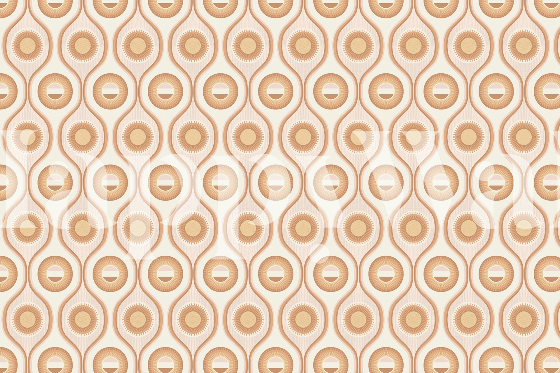 Retro geometric pattern wallpaper in orange and beige colors